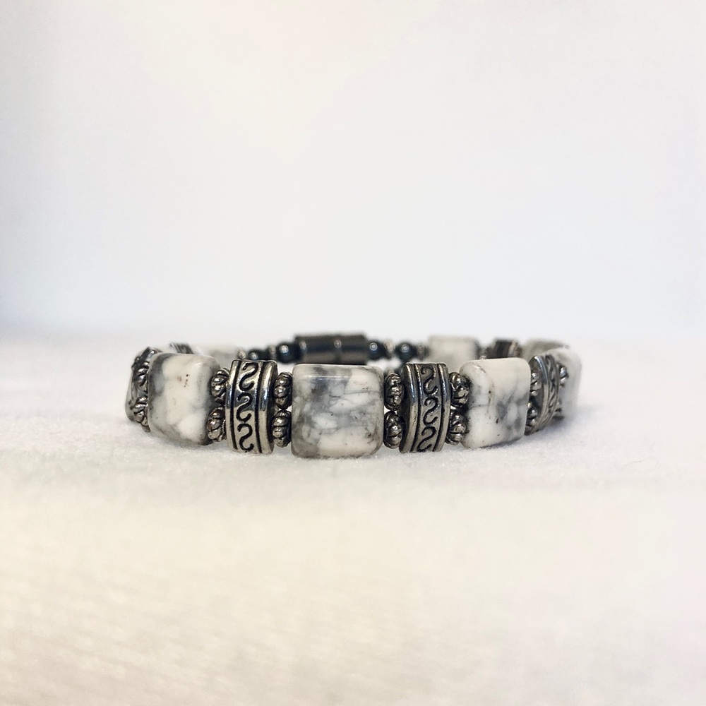 White marble magnetic bracelet